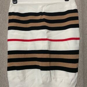 Striped Women's Skirt - Black, White, Tan, Red